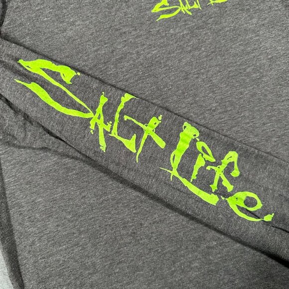 Salt Life Mens Small Gray Tuna Ocean Palm Tree Graphic Long Sleeve Crew T-Shirt - Picture 4 of 6